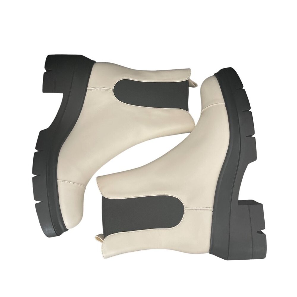 Stuart Weitzman Norah Chelsea Cream Leather Platform Boots, Size 10C WORN ONCE - Picture 6 of 10